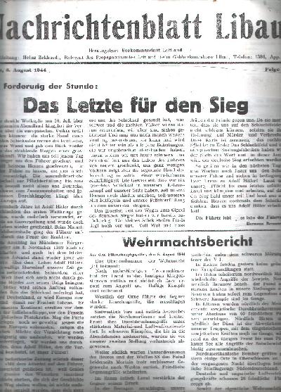 Nachrichtenblatt+Libau+++Folge+1+-+Folge+52++vom+8.+August+1944+bis+27.+September+1944