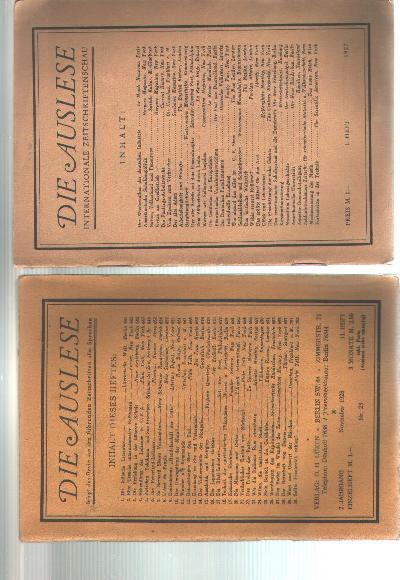 Dier+Auslese+Internationale+Zeitschriftenschau++1.+Heft+1927+und+11.+Heft+1928