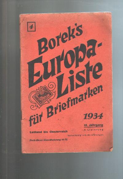Boreks+Europa+Liste+f%C3%BCr+Briefmarken++Lettland+bis+%C3%96sterreich+1934