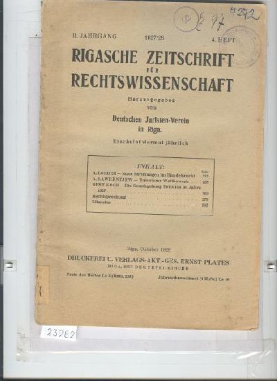 Rigaer+Zeitschrift+f%C3%BCr+Rechtswissenschaft++2.+Jahrgang+4.+Heft