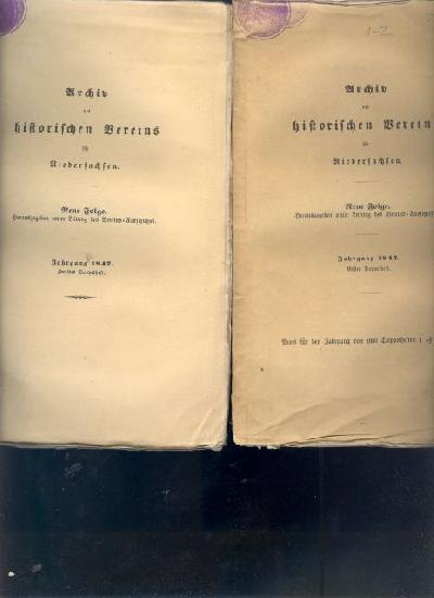 Archiv+des+historischen+Vereins+f%C3%BCr+Niedersachsen++Jahrgang+1847++zwei+Doppelhefte