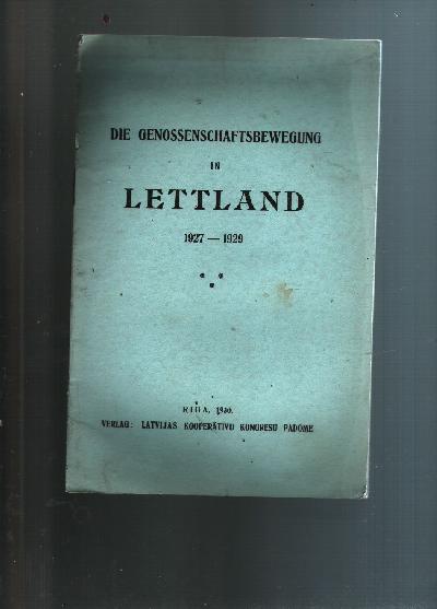 Die+Genossenschaftfsbewegung+in+Lettland+1927+-+1929
