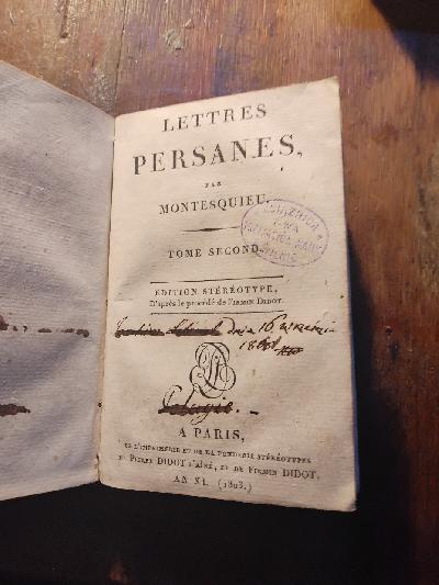 Lettres+persanes+par+Montesquieu.+Tome+premier+et+Tome+second