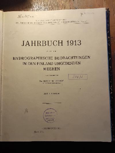 Jahrbuch+1913++enthaltend+Hydrographische+Beobachtungen+in+den+Finland+umgebenden+Meeren