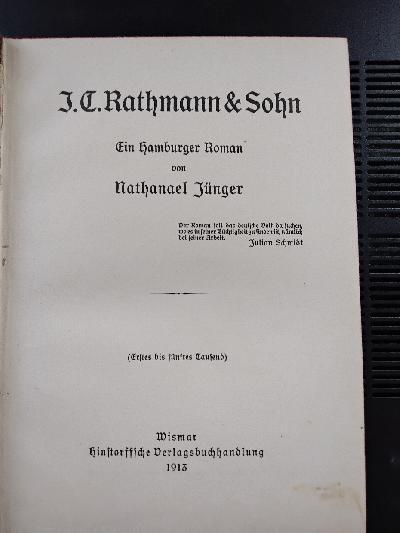 J.C.+Rathmann+u.+Sohn+++Ein+Hamburger+Roman