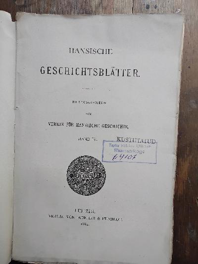 Hansische+Geschichtsbl%C3%A4tter+Jahrgang+1883