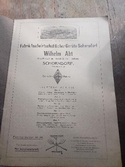 Fabrik+landwirtschaftlicher+Ger%C3%A4te+Schorndorf+Wilhelm+Abt++Liste+Nr.+20+Gabeln++Rechen++Schrauben+mit+Flachgewinde++Kleineisenwaren