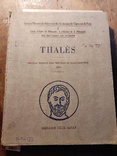 Thales+Recueil+des+travaux+et+bibliographie+1935