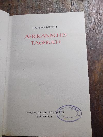 Afrikanisches Tagebuch - Front Cover