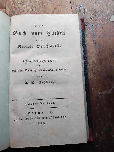 Das Buch vom Fürsten  von Niccolo Macchiavelli - Front Cover