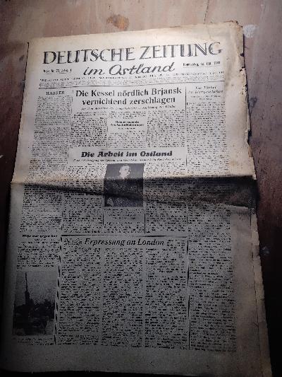 Deutsche Zeitung im Ostland Donnerstag 16. Oktober 1941 - Front Cover