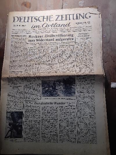 Deutsche Zeitung im Ostland  11. Oktober 1941 - Front Cover