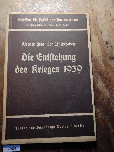 Die Entstehung des Krieges 1939 - Front Cover