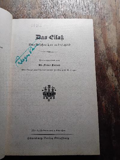 Das Elsass  Des Reiches Tor und Schild - Front Cover