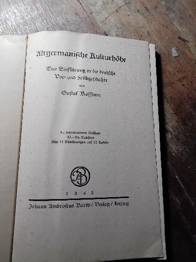 Altgermanische Kulturhöhe   Eine Einführung in die deutsche Vor- und Frühgeschichte - Front Cover