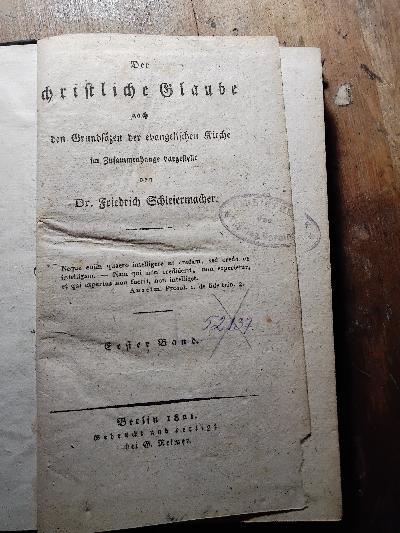 Der christliche Glaube nach den Grundsätzen der evangelischen Kirche im Zusammenhange dargestellt  1. Band - Front Cover