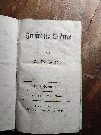 Zerstreute Blätter  Erste Sammlung - Front Cover