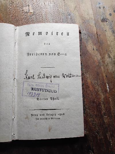 Memoiren des Freiherrn von  S - a.  Dritter Theil - Front Cover