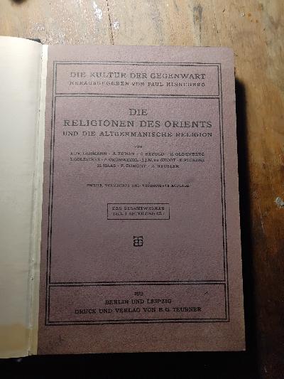 Die Religion des Orients und die altgermanischen Religionen - Front Cover