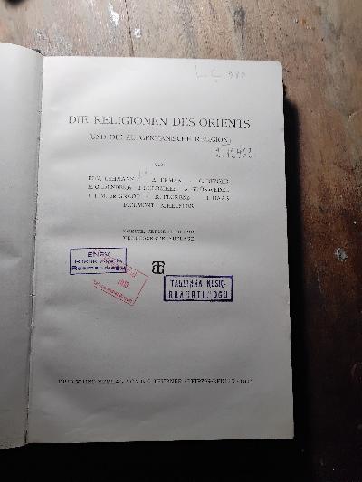 Die Religion des Orients und die altgermanischen Religionen - Front Cover