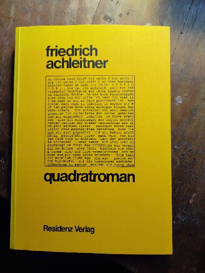 quadratroman  und andere quadrat-sachen.1 neuer bildungsroman 1 neuer entwicklungsroman etc. etc. etc. - Front Cover