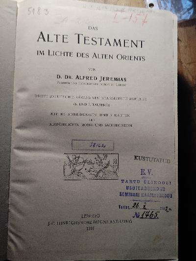 Das Alte Testament im Lichte des Alten Orients - Front Cover