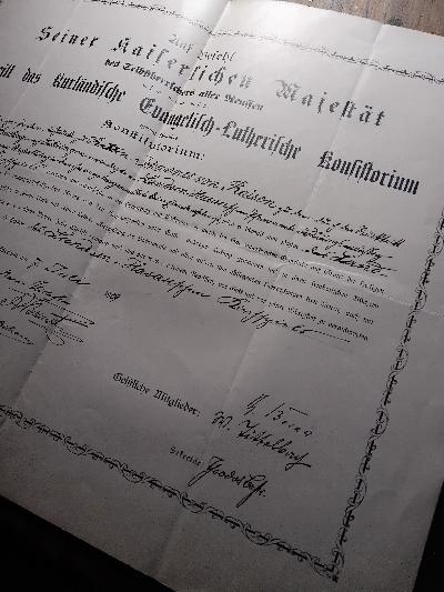 Auf Befehl seiner Kaiserlichen Majestät des Selbstherrschers aller Reussen ertheilt das kurländische Evangelisch - Lutherische Kosnsistorium ... Johannes von Raison zum Pastor von Landsen Hasau - Front Cover