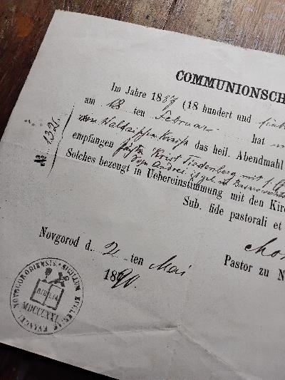 Communionsschein Krist Tiedenberg - Front Cover