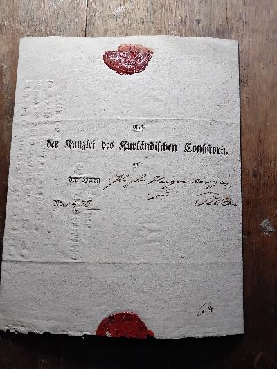 Mahnung an Pastor Hugenberger in Pilten bezüglich eines austehenden Berichts vom Kurländischen Consitorii - Front Cover