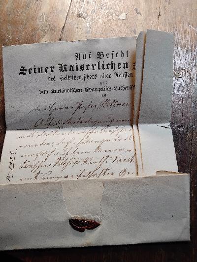 Schreiben des Kurländischen Consitorio an Pastor Hillner zu Landsen - Front Cover