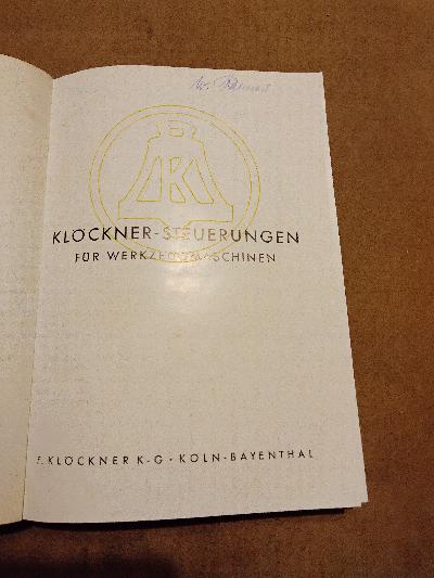 Klöckner - Steuerungen für Werkzeugmaschinen - Front Cover