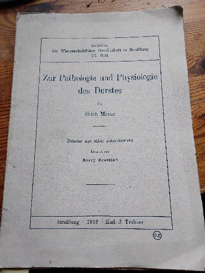Zur Pathologie und Physiologie des Durstes - Front Cover