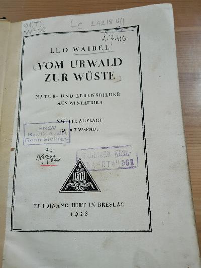 Vom Urwald zur Wüste  Natur- und Lebensbilder aus Westafrika - Front Cover