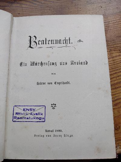 Beatennacht   Ein Märchensang aus Kurland - Front Cover