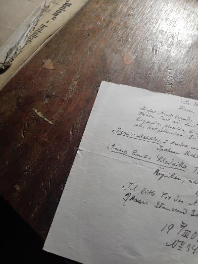 Schreiben an Pastor Frieling (Pilten) von Pastor Glaeser (Stenden) zwecks Aufgebot - Front Cover