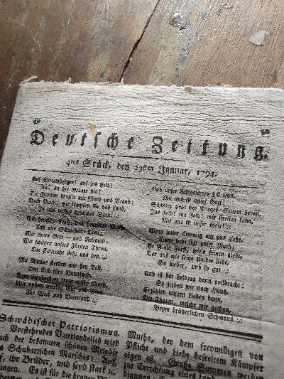 Deutsche Zeitung  4. Stück, den 23sten Januar 1794 - Front Cover
