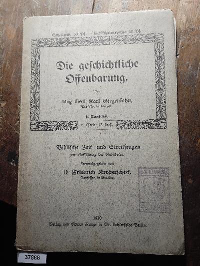 Die geschichtliche Offenbarung - Front Cover