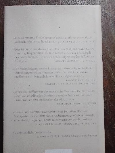 Geschichte eines Deutschen  Die Erinnerungen 1914 - 1933 - Front Cover