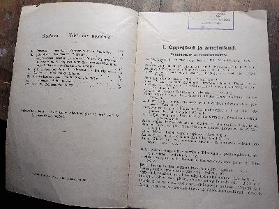 Eesti vabariigi tartu ülikooli Loengute ja Praktiliste Tööde Kava  1934. Aasta II Poolaastal    (Vorlesungs- und Praktikumsplan der Universität Tartu, Republik Estland, Erstes Semester 1934) - Front Cover