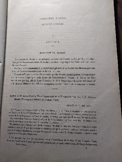 Rapport a La Societe des Nations sur La Situation de la Syrie et du Liban  (Annee 1930) - Front Cover