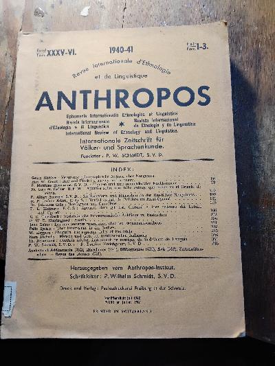 Anthropos Internationale Zeitschrift für Völker und Sprachenkunde  Band XXXV - VI  Heft 1-3 - Front Cover