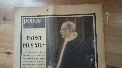 Petrusblatt 12. Oktober 1958  Zum Tode Papst Pius XII. - Front Cover