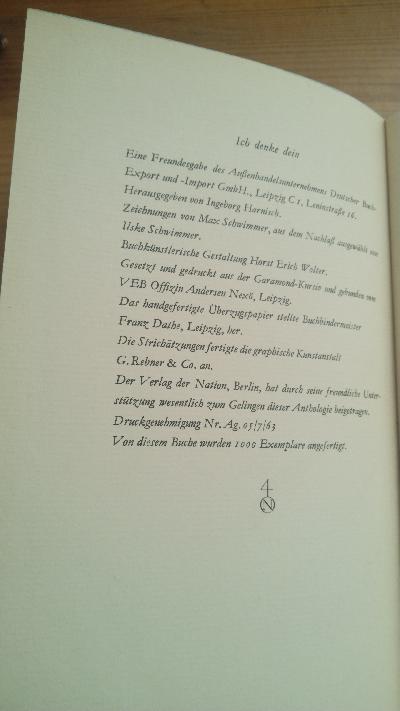 Ich denke dein   Deutsche Liebesgedichte aus Acht Jahrhunderten - Front Cover