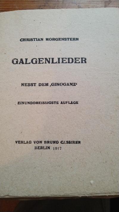 Galgenlieder nebst dem Gingganz - Front Cover