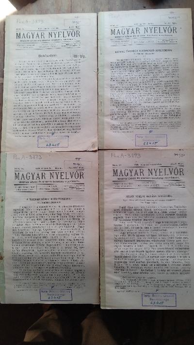 Magyar Nyelvör  Szarvas Gabor Folyoirata  48. Evfolyam 1. - 6. SZ. - Front Cover