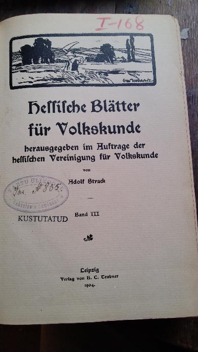 Hessische Blätter für Volkskunde  Band III - Front Cover