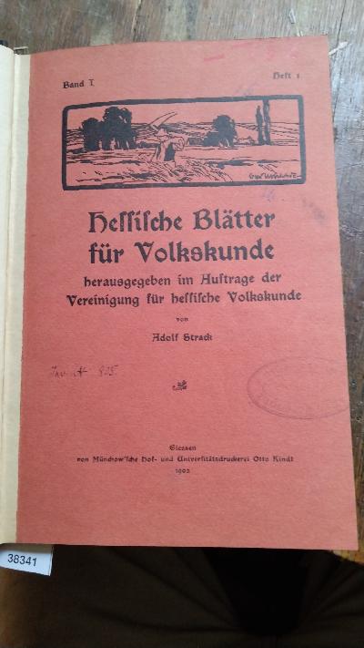 Hessische+Bl%C3%A4tter+f%C3%BCr+Volkskunde++Band+I