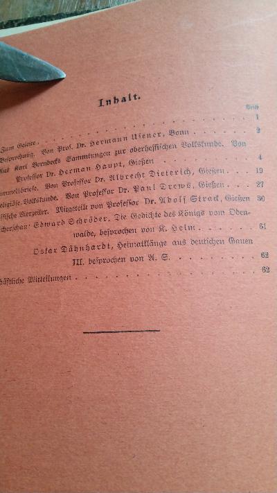 Hessische Blätter für Volkskunde  Band I - Front Cover