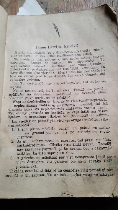 Kareivja Rokas Gramata  (lettisches Kriegerhandbuch) - Front Cover