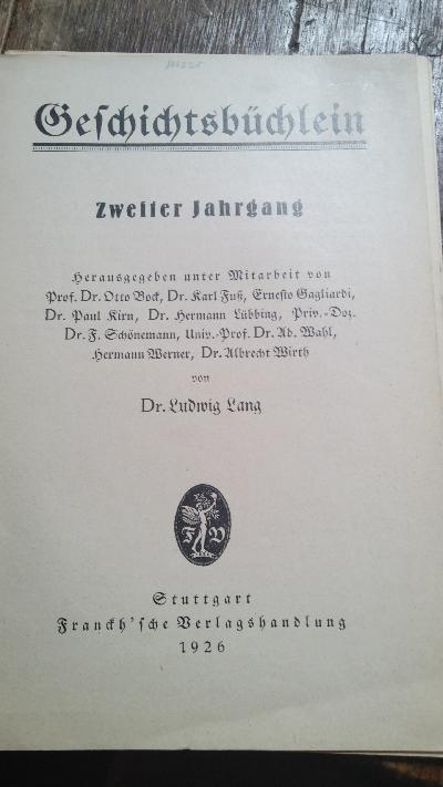 Geschichtsbüchlein  Zweiter Jahrgang - Front Cover
